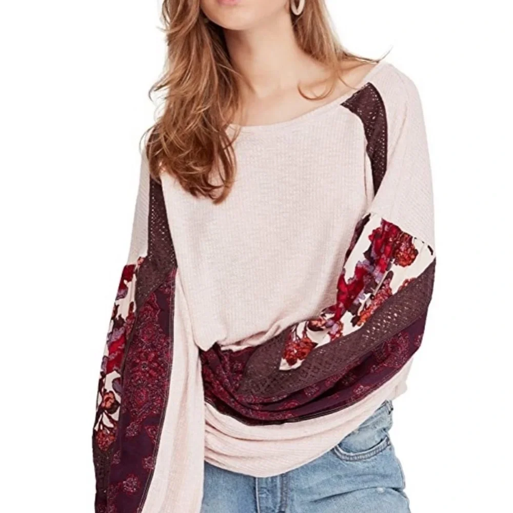 Free People Casual Clash top in rose pink sz M